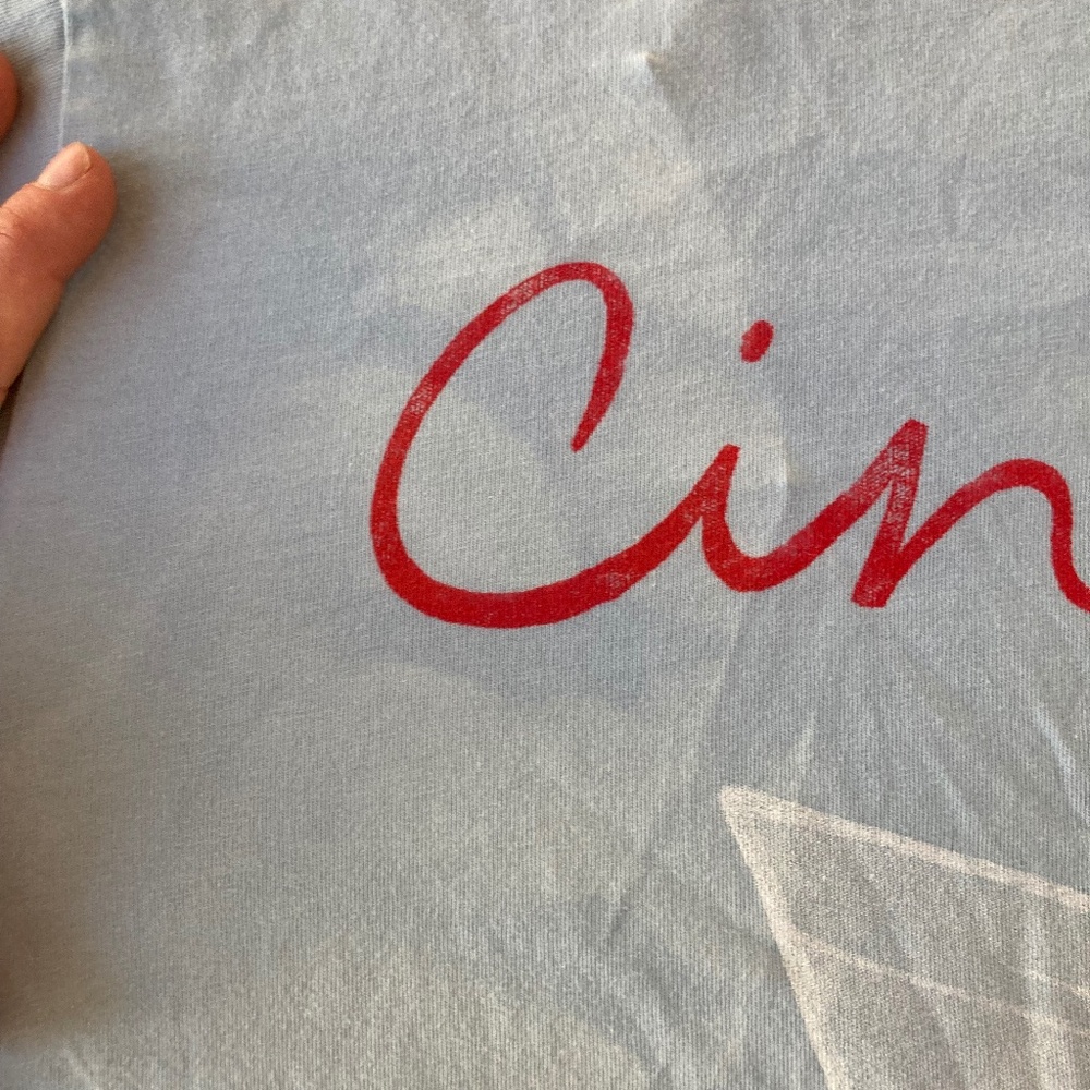 Daydreamer Cin Cin Martini Cocktail Graphic T Shirt Light Blue Women's Small - Picture 9 of 9